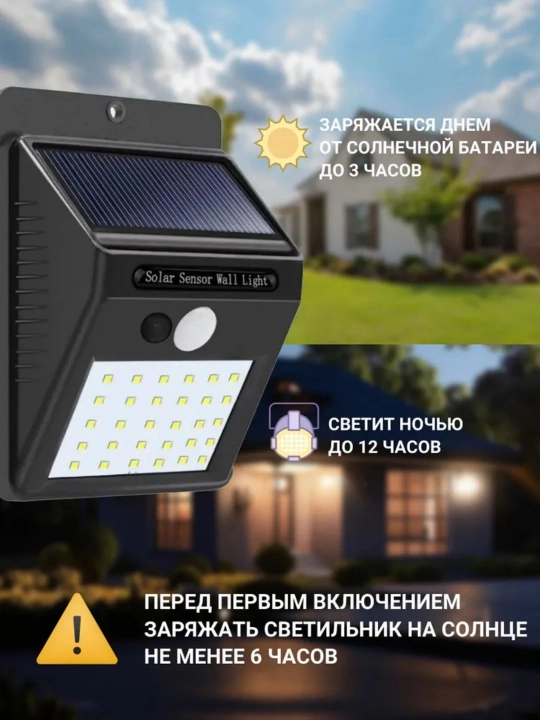 Quyosh energiyali devor chirog‘i 20 LED harakat datchikli tashqi yoritish