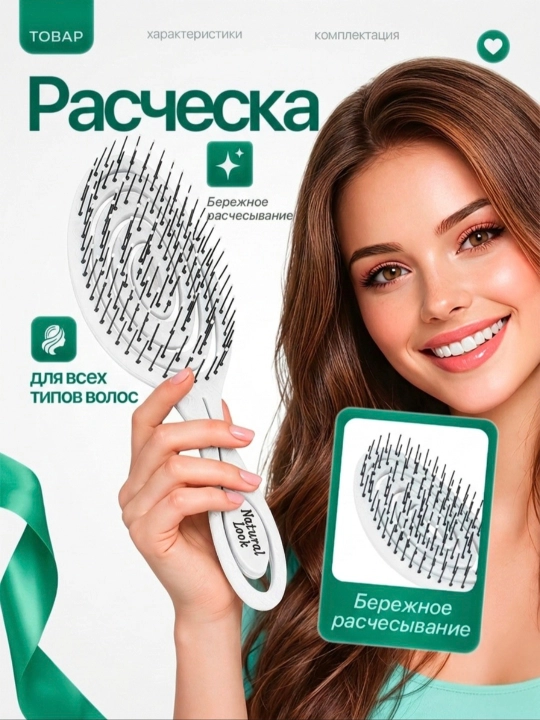 Natural Look massajli soch tarog‘i, barcha turdagi sochlar uchun