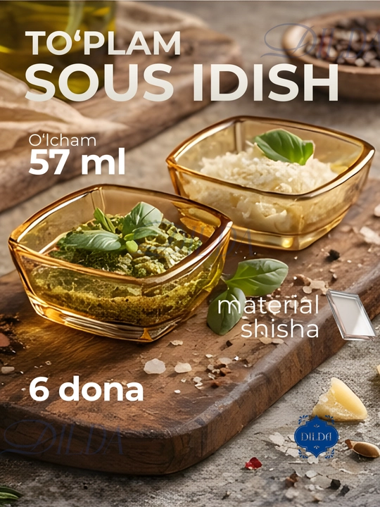 Shisha sousniklar to‘plami, shisha, ziravorlar uchun qulay, 6 dona, ziravorlar, murabbolar - 