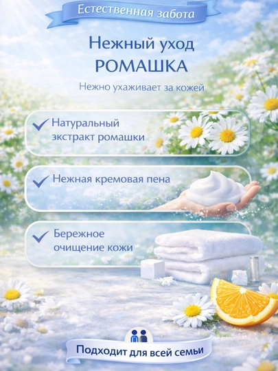 Туалетное мыло Perfetto  для всей семьи аромат ромашки 150 гр