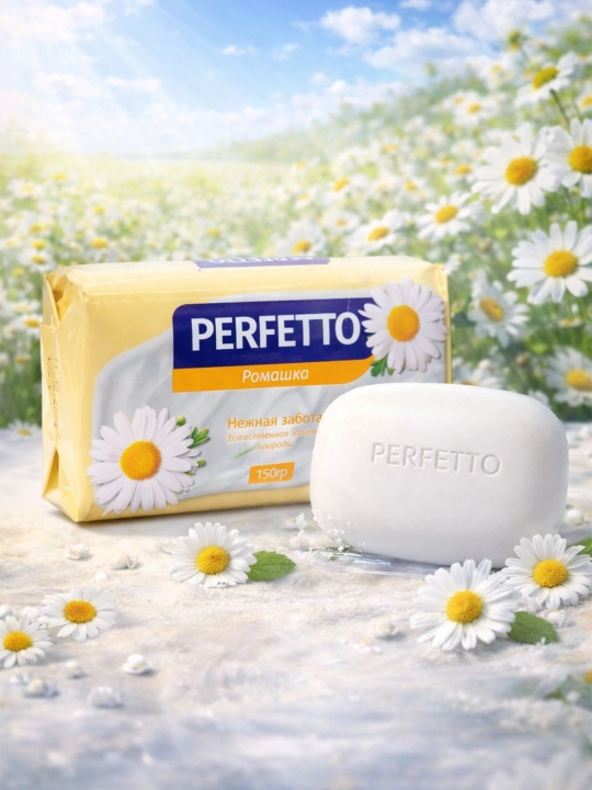 Butun oila uchun "Perfetto" atir sovuni, moychechak ifori, 150 gr - 