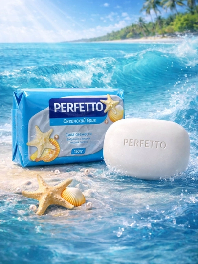 Туалетное мыло Perfetto для всей семьи запахом океана 150 гр