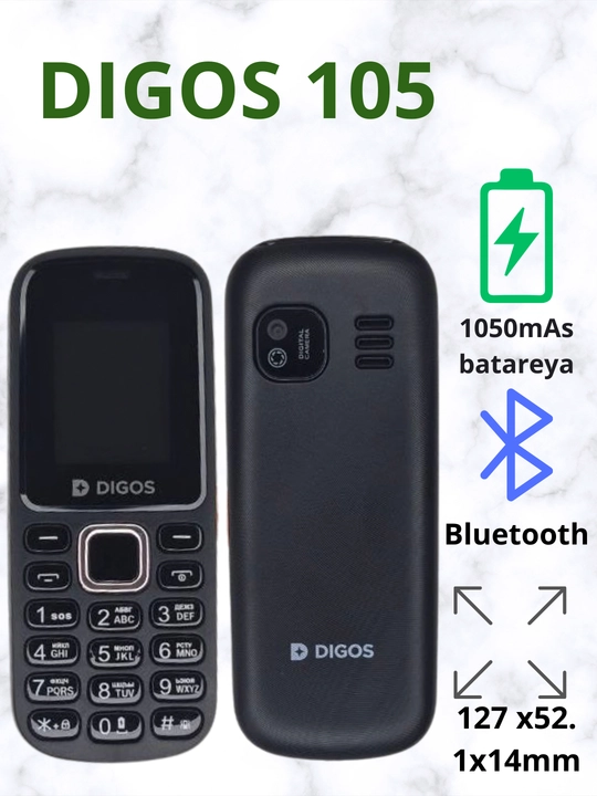 Кнопочный телефон DIGOS 105, есть 2 сим карты. Imei зарегистрирован, есть зарядка. 1000мАч