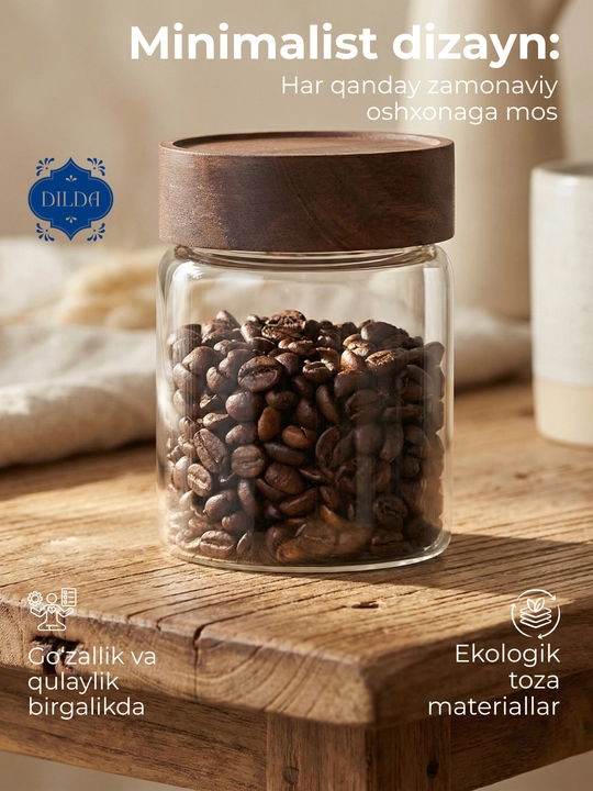 Контейнер для сыпучих продуктов, банка стекло, 1 шт