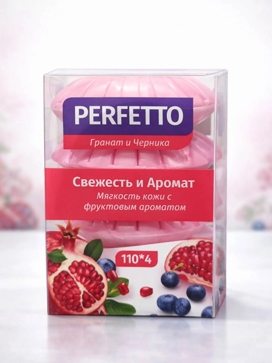 Sovun Perfetto anor va ko'k mevalar 110gr 4 dona - 