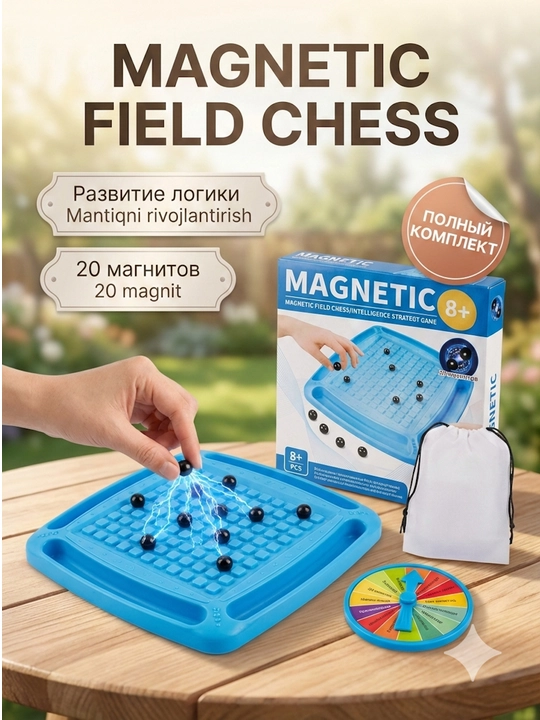 Magnitli shaxmat o'yini "Magnetic Field Chess", mantiqni rivojlantirish uchun, 20 ta magnit - 