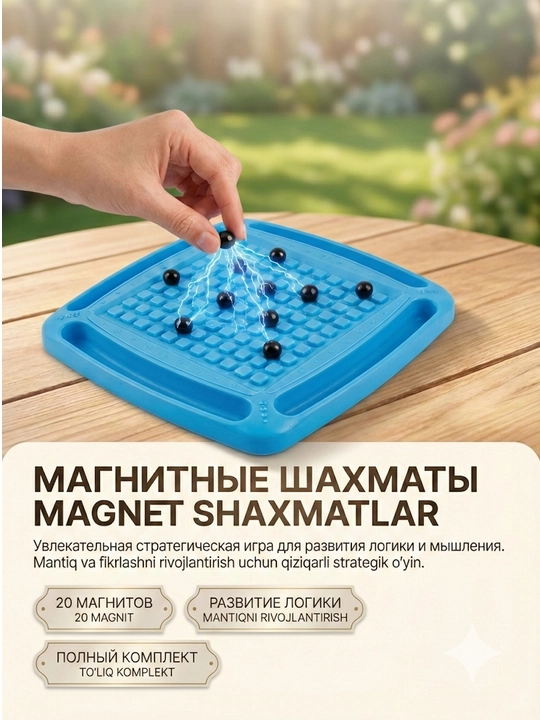 Magnitli shaxmat o'yini "Magnetic Field Chess", mantiqni rivojlantirish uchun, 20 ta magnit