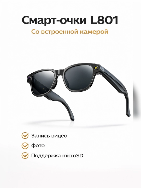 Умные очки L801 с камерой, запись видео, поддержка microSD, для спорта и путешествий
