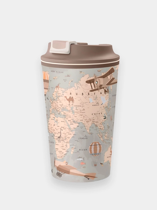 Klapanli va bezakli termostakan (Oq-sarg‘ish) KARTA BITPLAST 433282234, 350 ml, 1 dona 6x1 - 