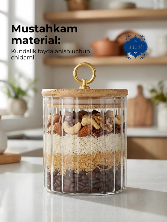 Контейнер для сыпучих продуктов, банка стекло, 1 шт