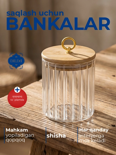 Sochiluvchan mahsulotlar uchun konteyner, shisha banka, 1 dona - 