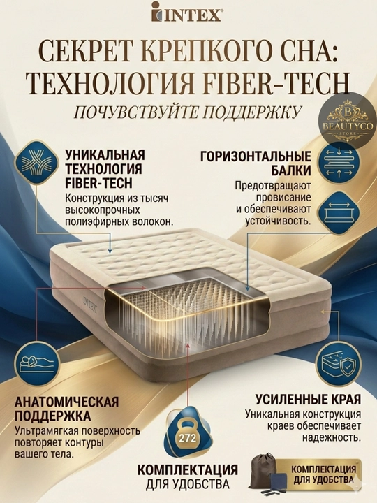 Intex 64428 Ultra Plush — премиальный комфорт для сна дома и в путешествиях