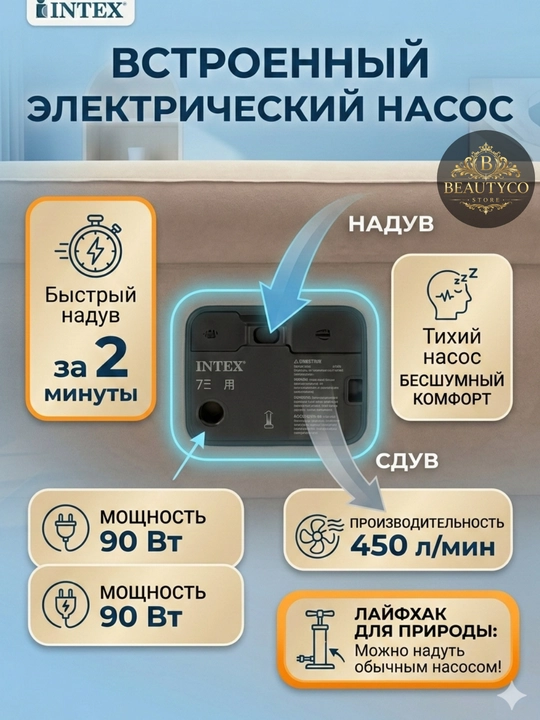 Надувная кровать Intex 64426 Ultra Plush — комфортный сон в любом месте