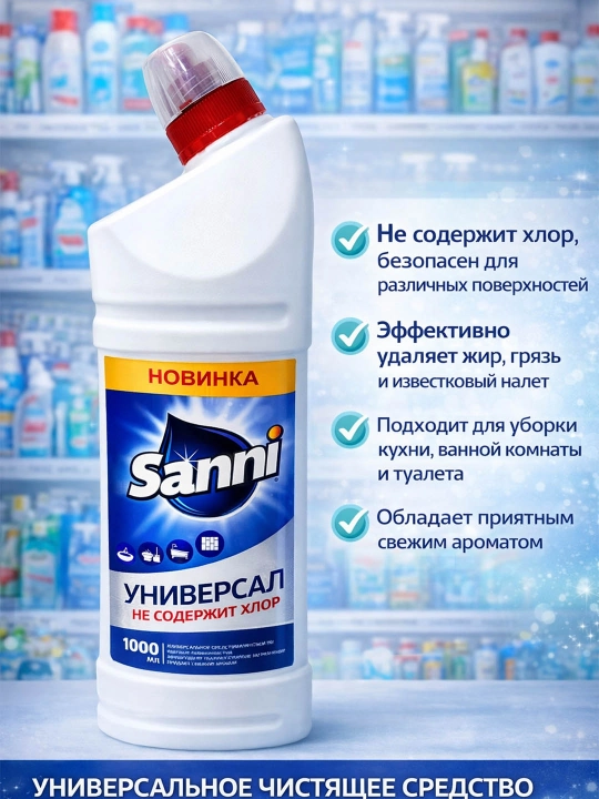 Qattiq yuzalarni tozalash uchun suyuqlik Universal sanni, 1000 ml - 