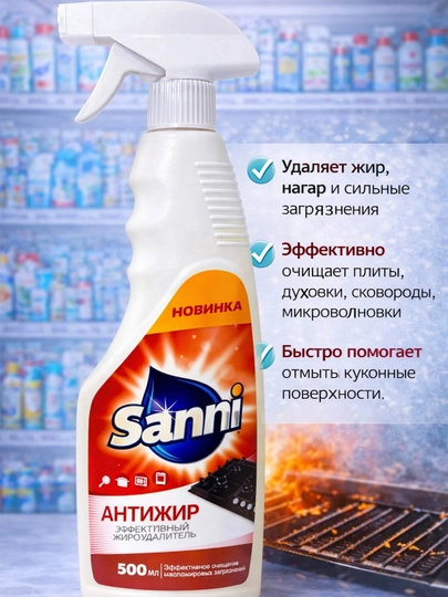 Sanni чистящее средство от нагара и жир , 500 мл — CARESTO-P12D2F1