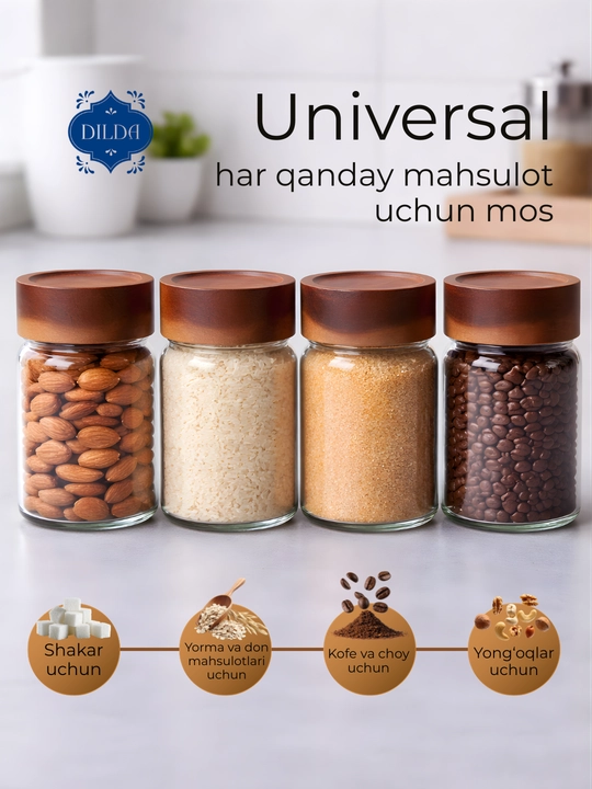 Контейнер для сыпучих продуктов, банка стекло, 1 шт