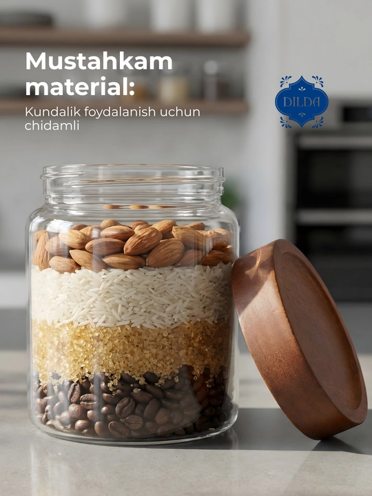 Контейнер для сыпучих продуктов, банка стекло, 1 шт