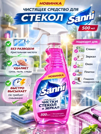 Средство для стекол и зеркал Sanni Glass Cleaner Red 500 мл — CARESTO-P12D2E9