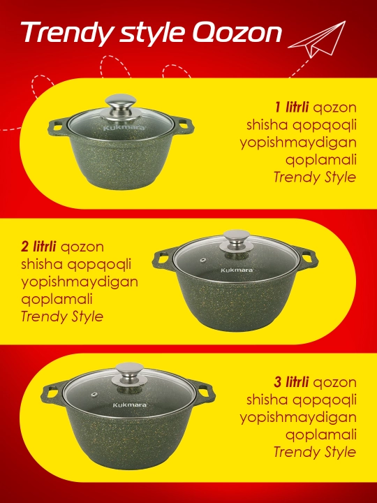 Kastryulka Kukmara Trendy style shisha qopqoq bilan