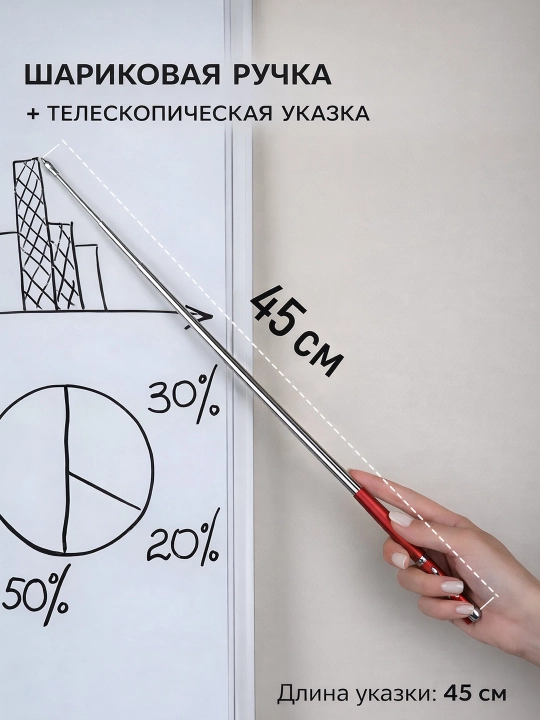 Ручка-указка с лазером, для презентаций, фонарик, магнит