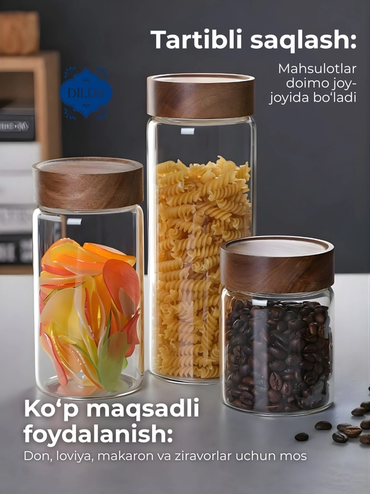 Контейнер для сыпучих продуктов, банка стекло, 1 шт