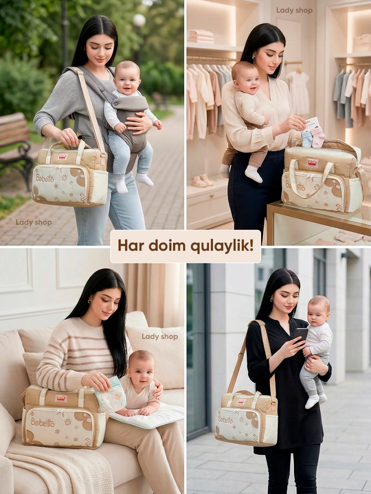 Сумка в роддом Bebetto, для мамы и малыша, 26×36 см, вместительная, много отделений