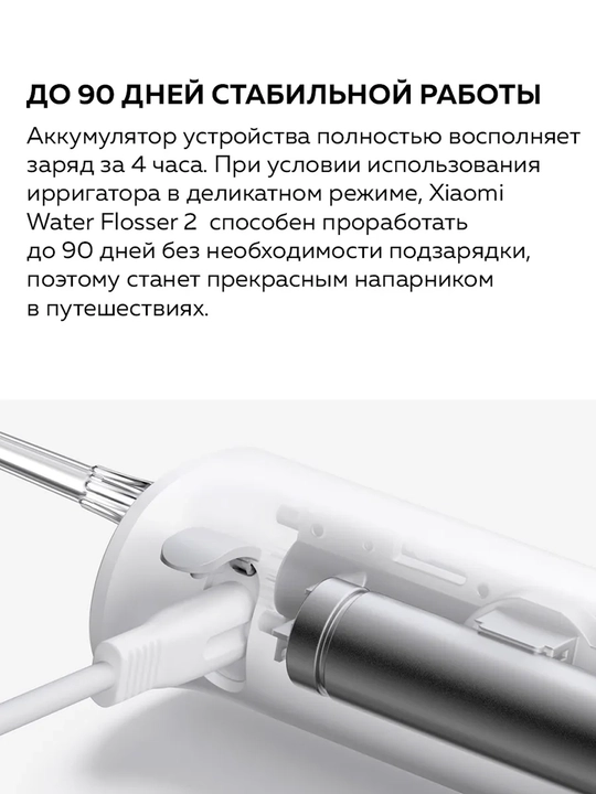 Ирригатор для полости рта Xiaomi Mijia Water Flosser 2, беспроводной портативный, 200 мл