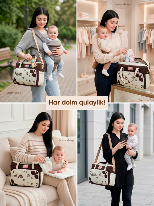 Сумка в роддом Bebetto, для мамы и малыша, 26×36 см, вместительная, много отделений