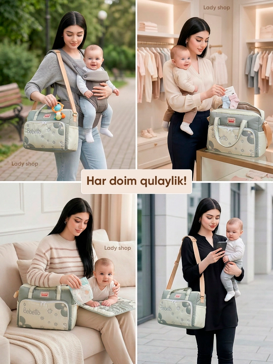 Сумка в роддом Bebetto, для мамы и малыша, 26×36 см, вместительная, много отделений