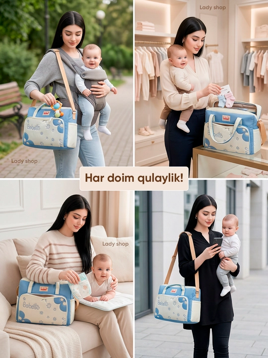 Сумка в роддом Bebetto, для мамы и малыша, 26×36 см, вместительная, много отделений