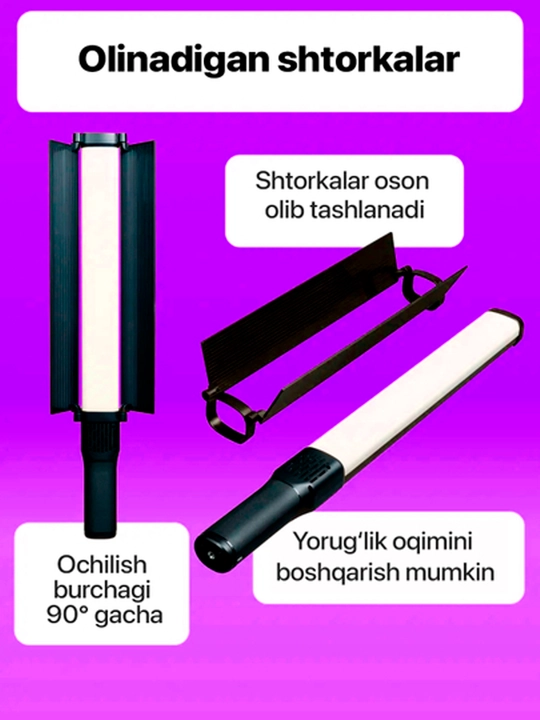 RGB chiroq tayoqchasi, Light Stick, fotosurat va video uchun rangli RGB, 50 sm