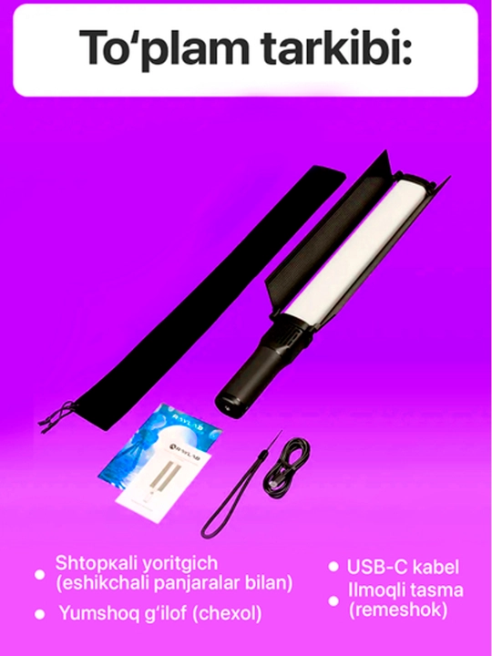 RGB chiroq tayoqchasi, Light Stick, fotosurat va video uchun rangli RGB, 50 sm