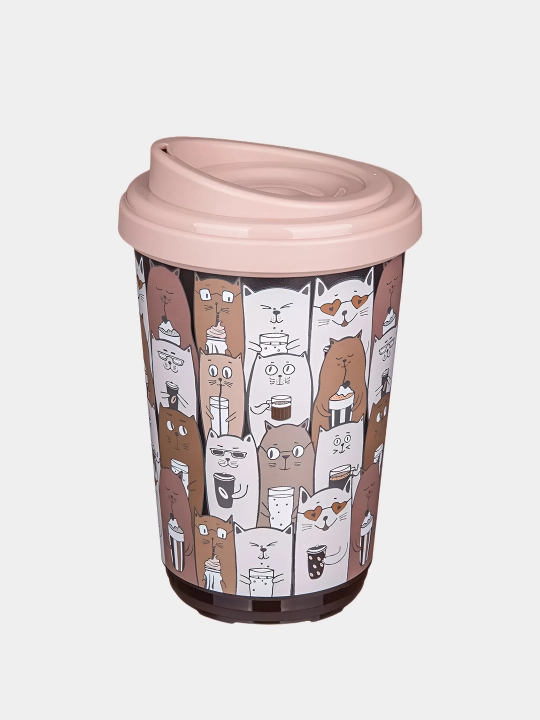 Dekorli termostakan (to'q bej) BYTPLAST "CATS" 43323333254 400 ml 1 dona 6x1