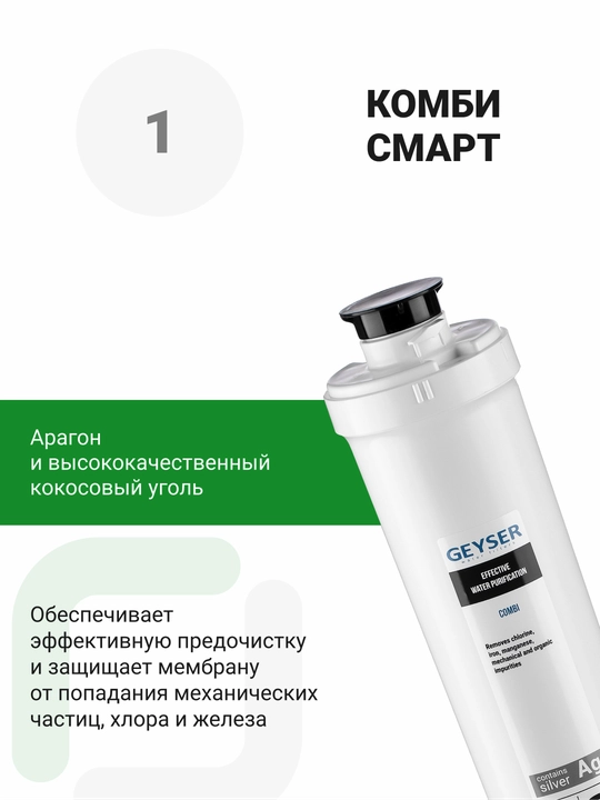Фильтр для воды Гейзер, Престиж Смарт обратный осмос, 200 л в день, бак 12 л, с краном