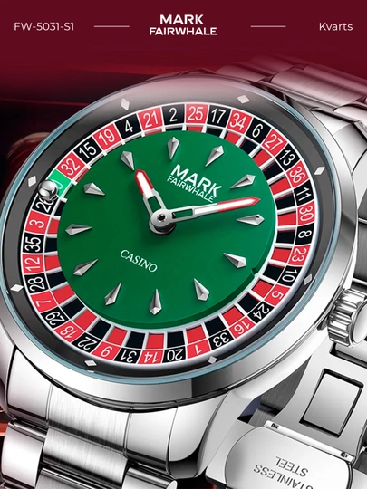 Мужские кварцевые наручные часы Mark Fairwhale FW-5031 ROULEX в подарочной коробке — MRWATCH-FW5031-СЕРЕБРН