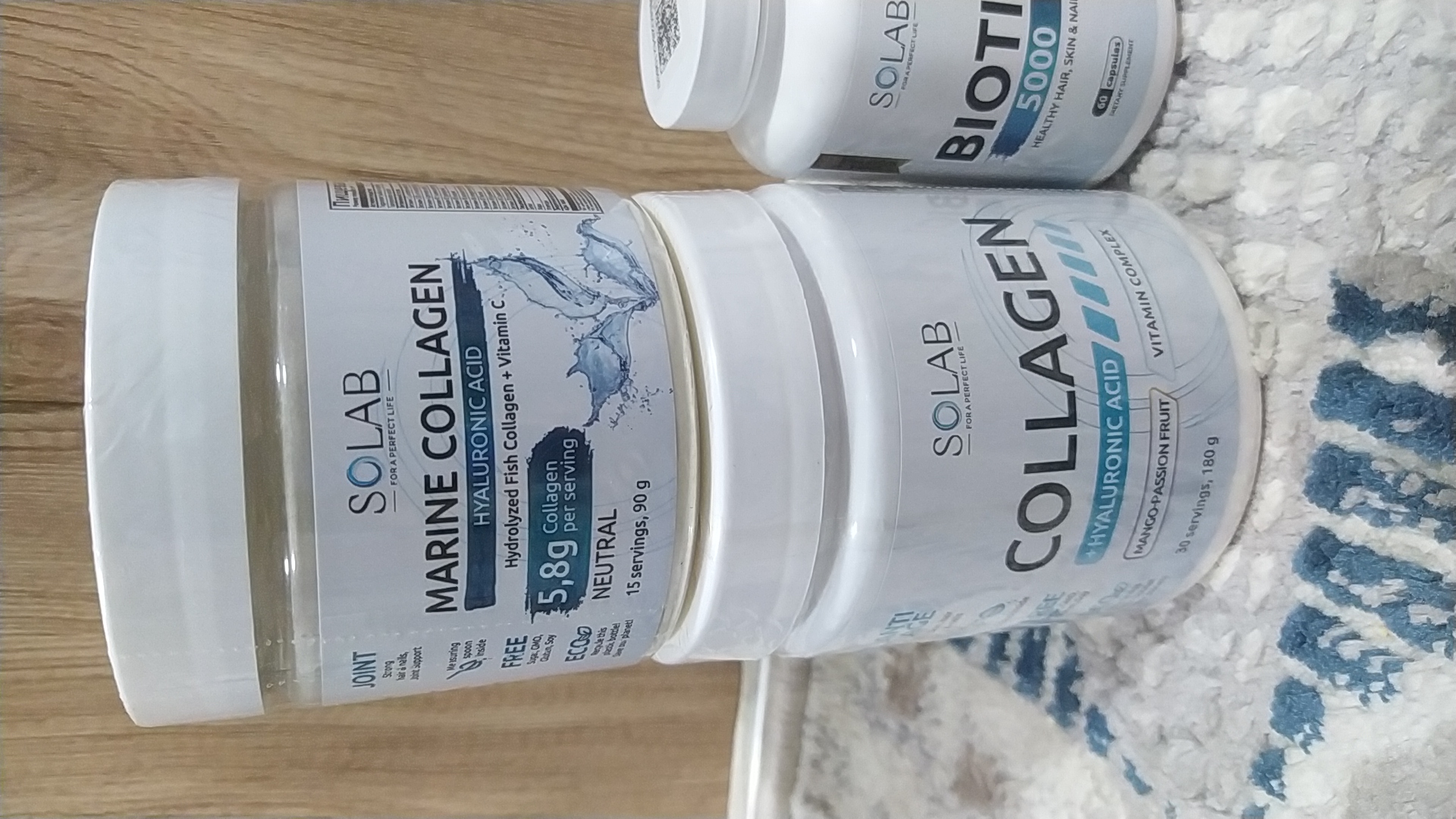 Dengiz kollageni, SOLAB, Gialuron kislotasi + C vitamini, Neytral ta'mi, 90g, 15 porsiya