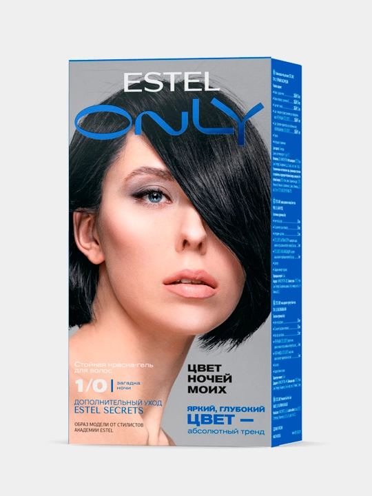 Краска-гель Для Волос Estel Only, Стойкая, Тон Черный Классический 1/0, 125 мл