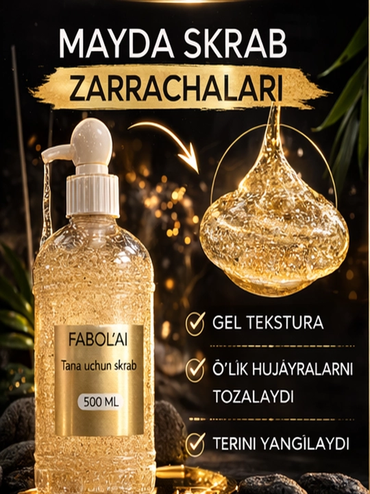 Tana uchun skrab FABOL'AI 500 ml, mayda skrab zarrachali gel, terini tozalovchi - 