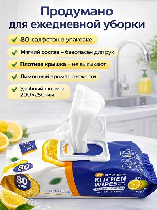 Антижир салфетки для кухни, универсальные влажные салфетки для уборки от жира 40-80 шт