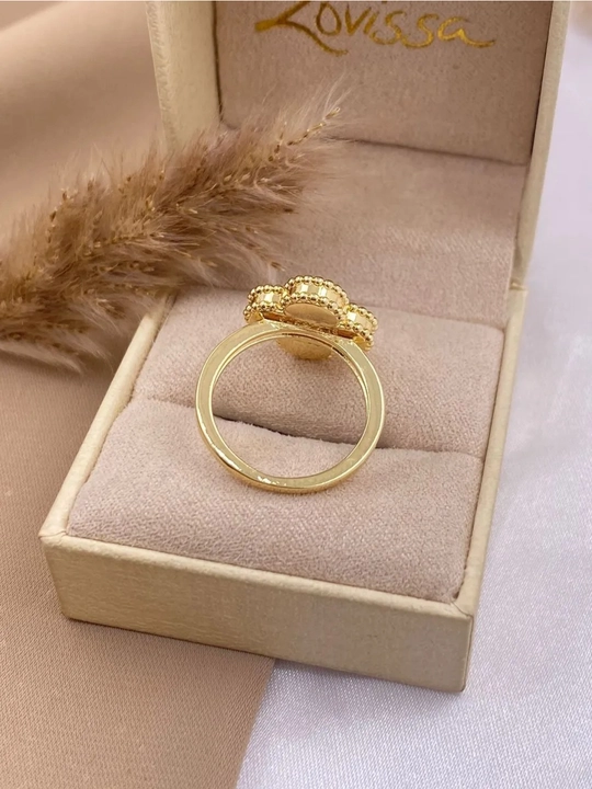 Van Cleef ayollar uzugi, beda, gul, tilla rang, qora, oq rang, uzuk