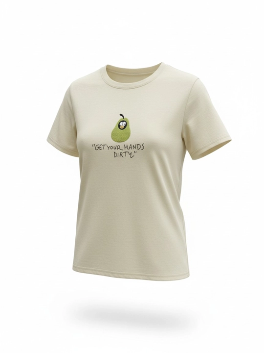 Ayollar uchun to‘g‘ri futbolka, avokado kashtasi bilan, standart o‘lcham (XS-XL) - 
