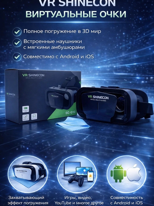 VR Shinecon SC-G10 Очки виртуальной реальности – 3D VR гарнитура для смартфона - 