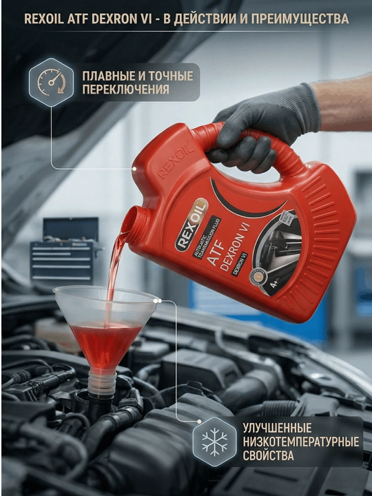 Трансмиссионное масло REXOIL ATF DEXRON VI для АКПП, 4 л