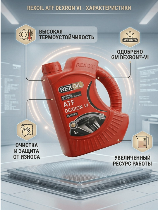 Трансмиссионное масло REXOIL ATF DEXRON VI для АКПП, 4 л