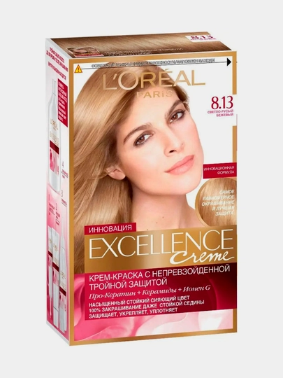 Краска Для Волос L'oreal Excellence Creme, Тон 8.13, Светло-русый Бежевый