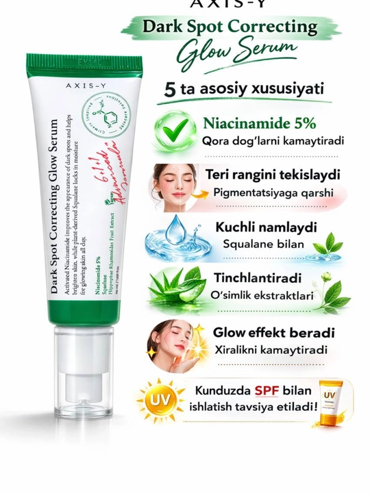 Axis-Y Dark Spot Correcting Glow Serum niacinamide yuz doglari aknega qarshi serum
