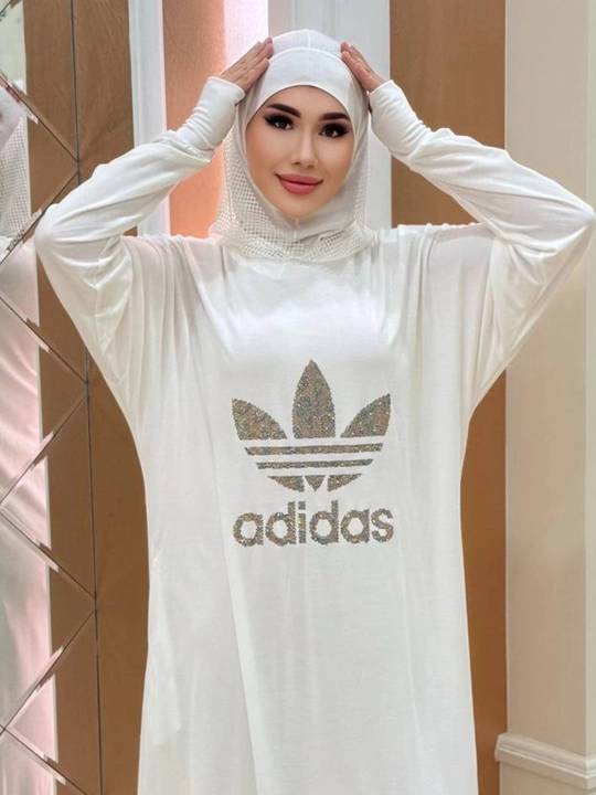 Ayollar uchun maksi abaya ko‘ylak, bezakli print bilan
