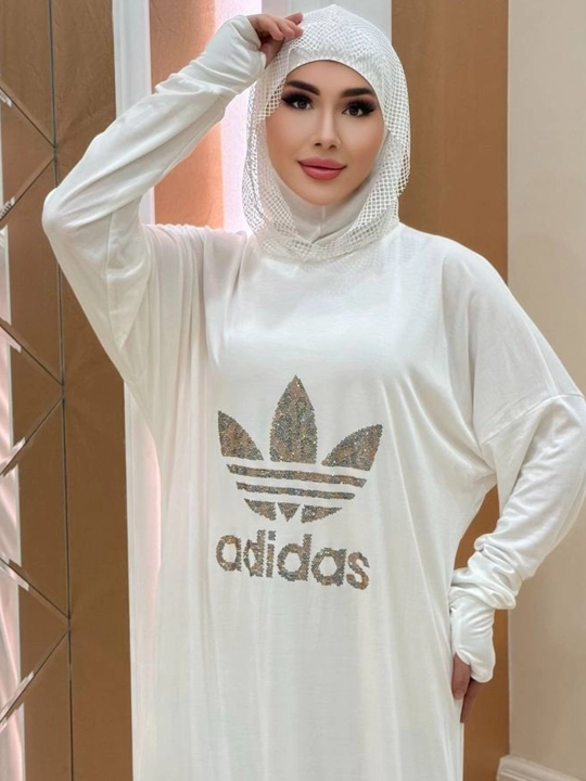 Ayollar uchun maksi abaya ko‘ylak, bezakli print bilan
