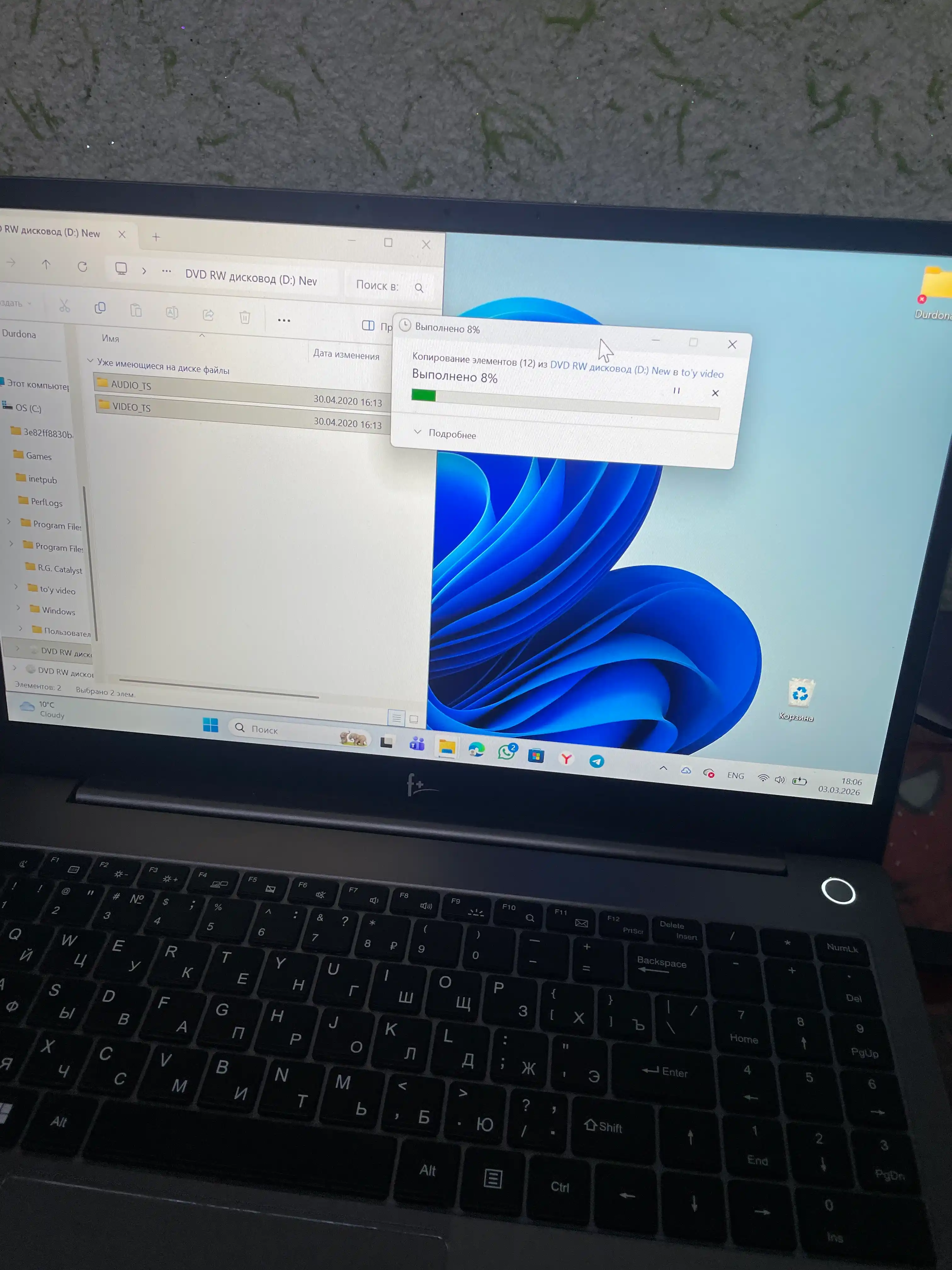 Tashqi DVD RW USB 3.0 Type-C, optik privod, noutbuklar va kompyuterlar uchun