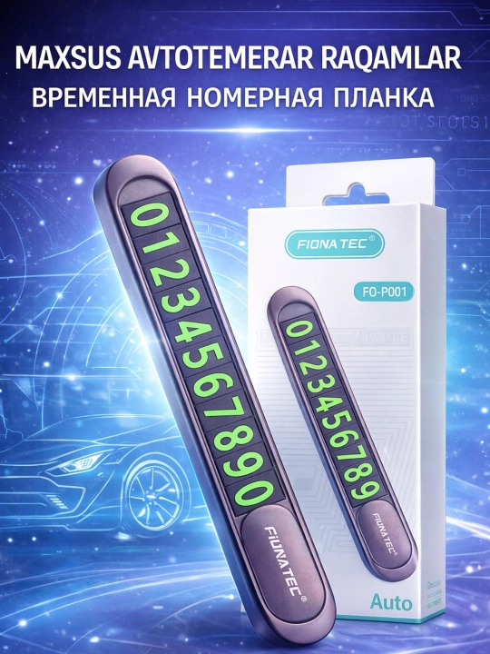 Parkovka uchun avtovizitka, avtomobil uchun telefon raqami korsatkichi - 